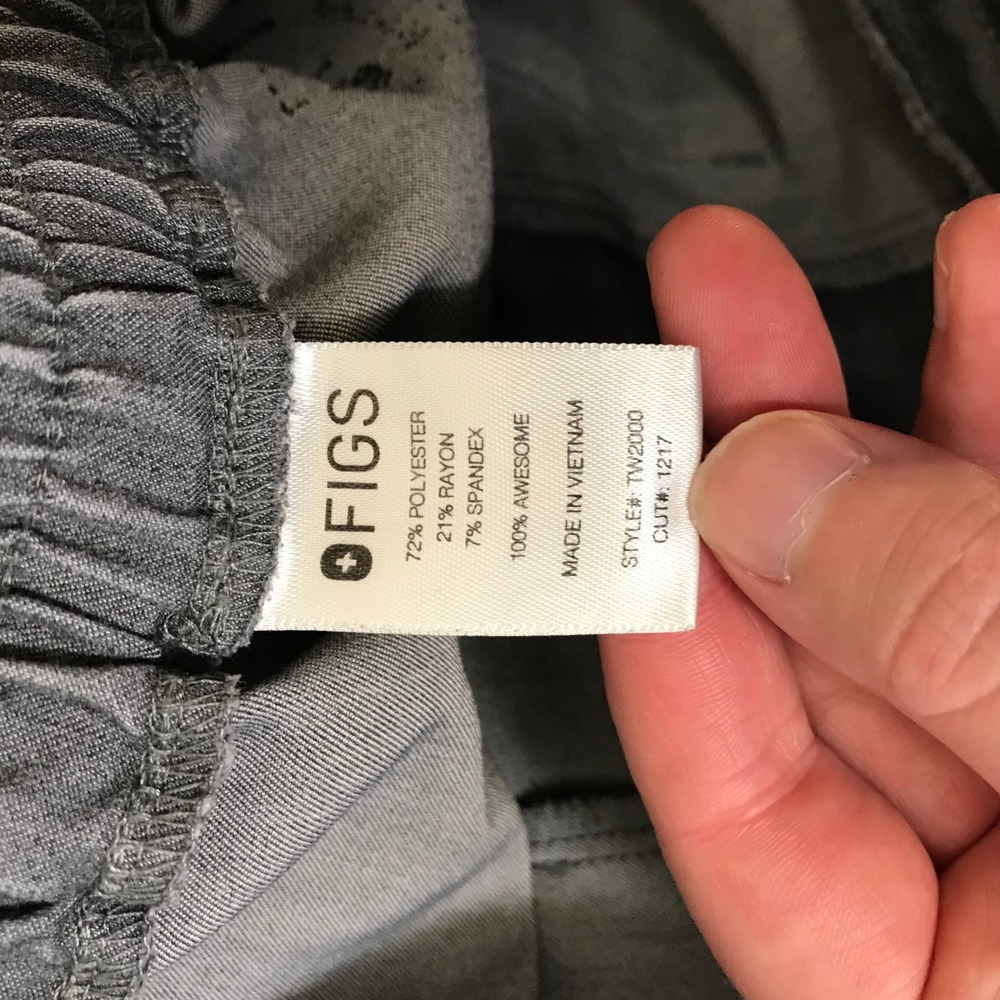 FIGS Graphite Gray Cargo Scrub Pants Slim Fit Jogger Teal Drawstring Mens Small - Picture 10 of 13